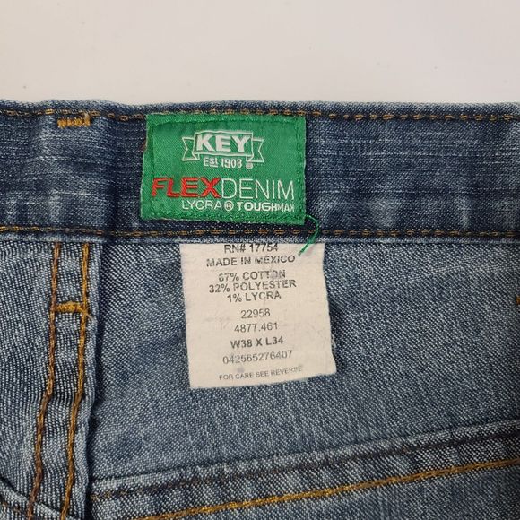 Key Flex Denim Jeans Men's Size 38x34 Blue Denim - Picture 8 of 10